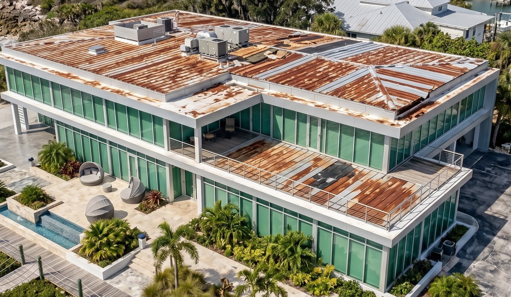 Commercial roof before replacement