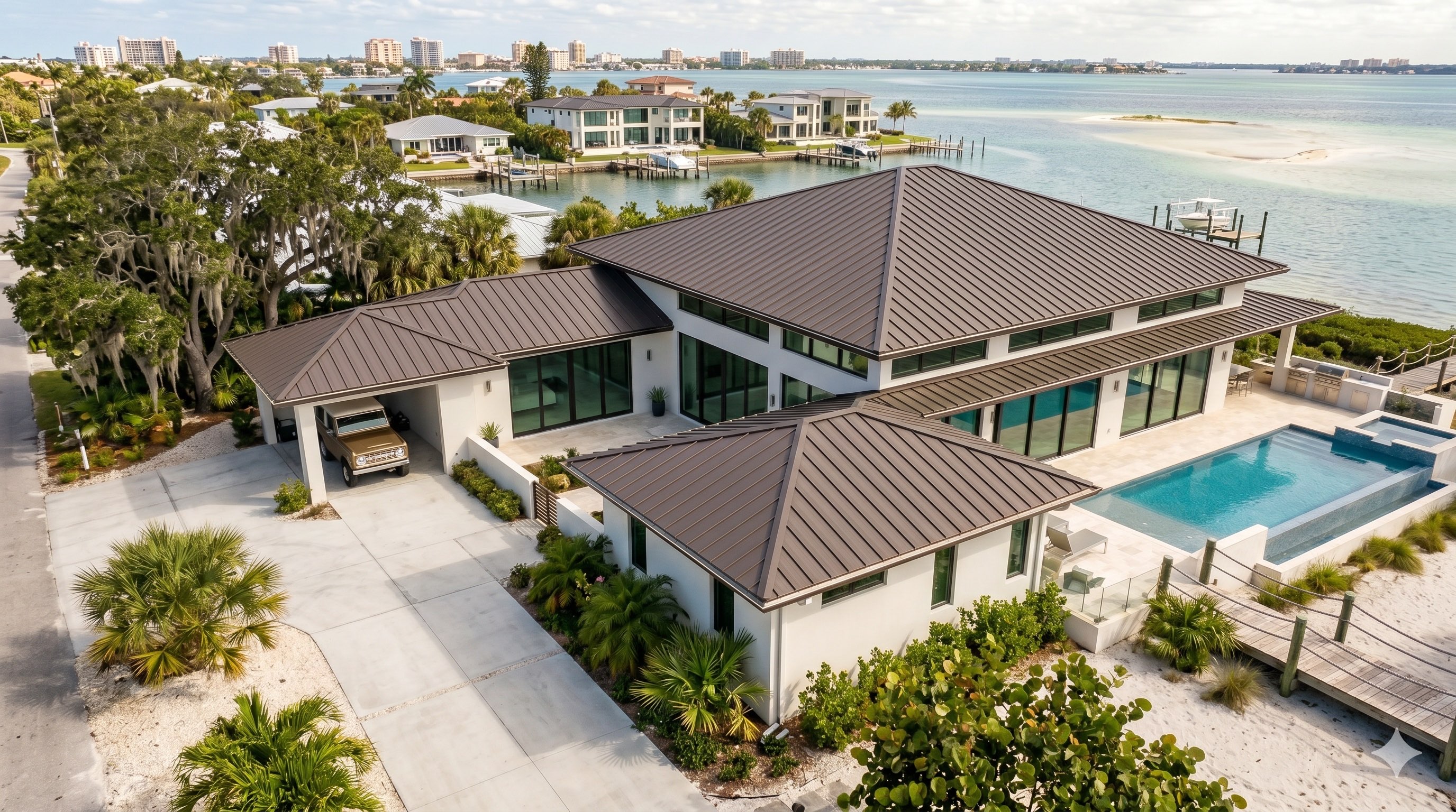 New standing seam metal roof after installation