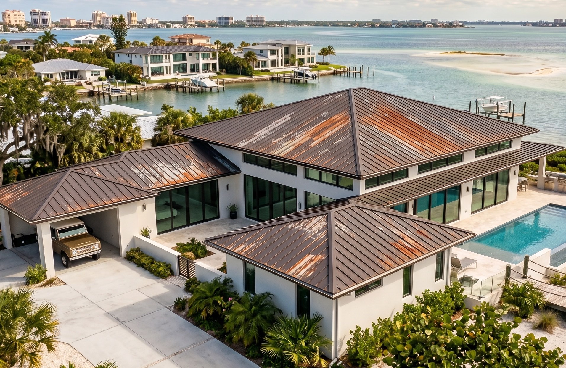 Old roof before metal standing seam installation